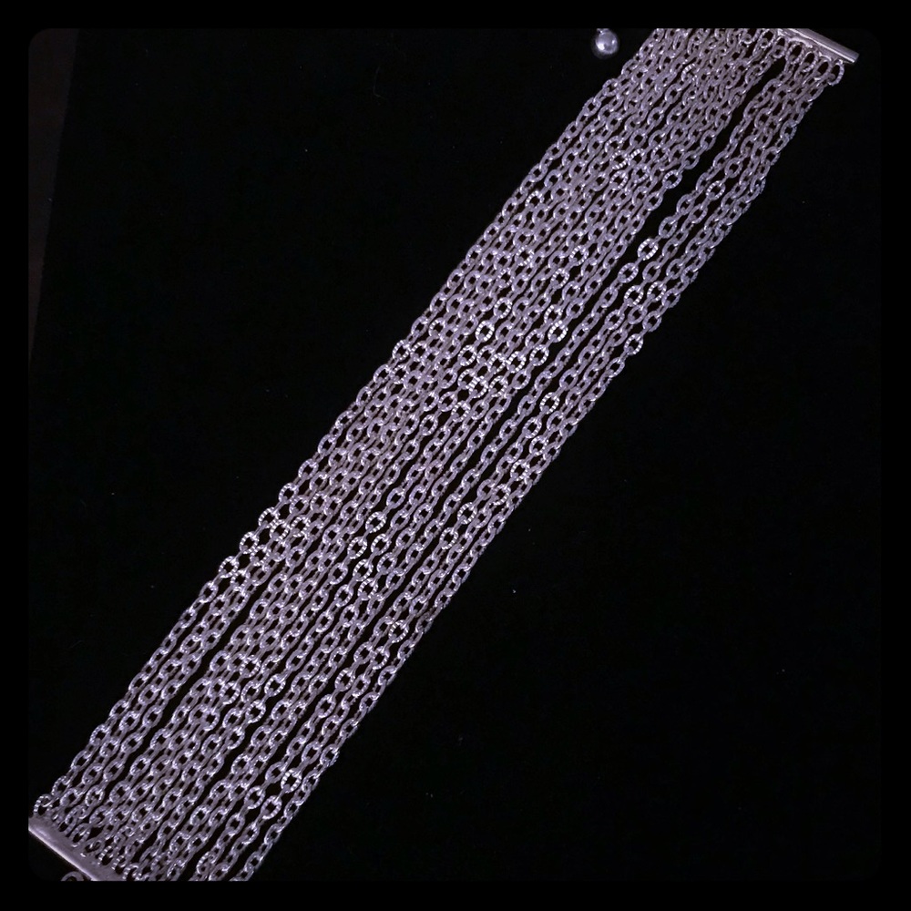 Silver Multi Chain Cuff Bracelet